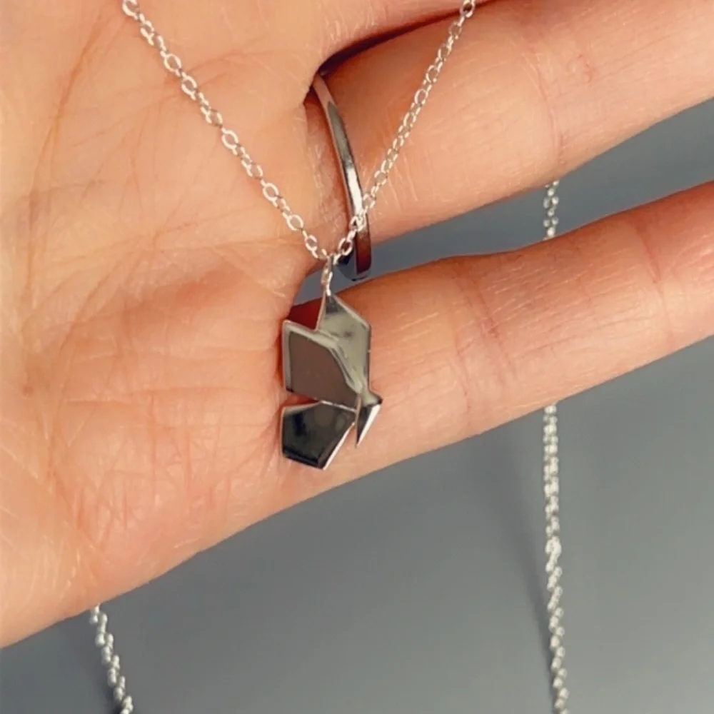 Sterling Silver Origami Butterfly Necklace Waterproof and Anti-Tarnish